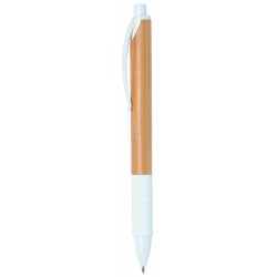 Długopis BAMBOO RUBBER, brązowy, biały